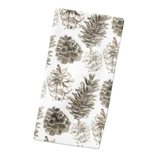 Pine Cones on White Cotton Twill Napkin {3}