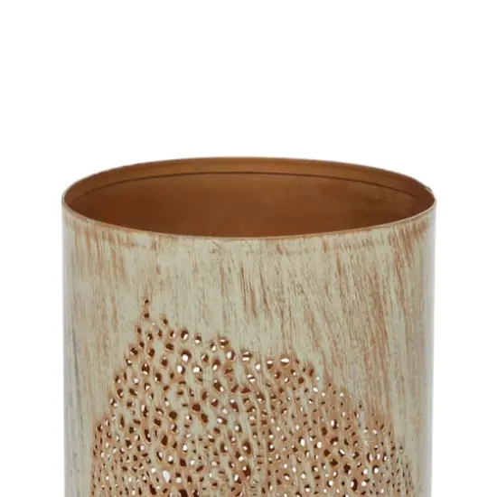 Set of 3 Metal Eclectic Lantern, 6", 9", 12 Large Gold Leaf {5}