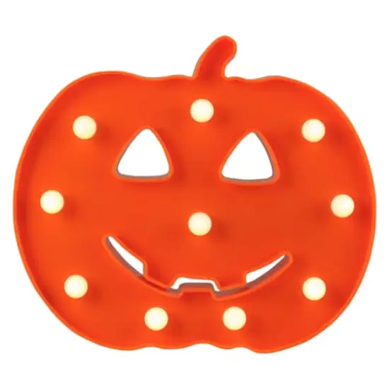 8.5" Orange Lighted Halloween Jack-o-Lantern Marquee Decoration {1}