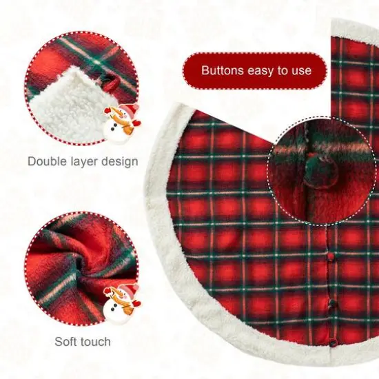 Glitzhome&reg; 60" Red & Black Plaid Reversible Sherpa/Flannel Christmas Tree Skirt {8}