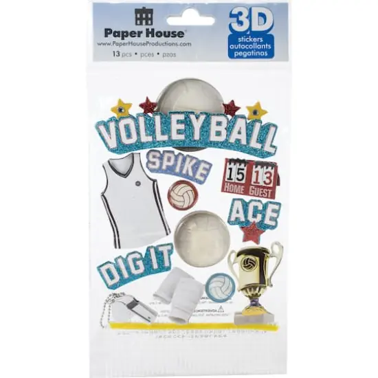 Paper House&reg; Volleyball 3D Stickers {1}