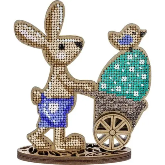 Wonderland Crafts Bunny & Egg Stroller Bead Embroidery on Wood Kit {1}