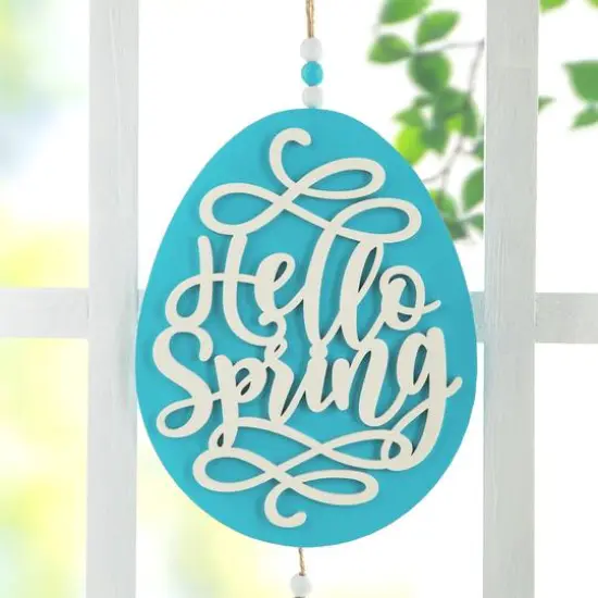 Glitzhome&reg; 17" Easter Wooden Eggs Door Hanger Set {6}