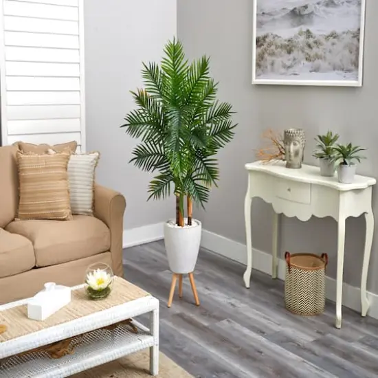 5ft. Areca Palm Tree in White Planter with Stand {5}
