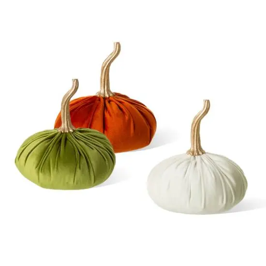Glitzhome&reg; Colorful Velvet Pumpkins Set {15}