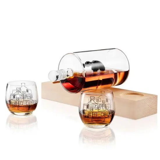 JoyJolt&reg; Hammer Crystal Whiskey Decanter & Glasses Set {4}