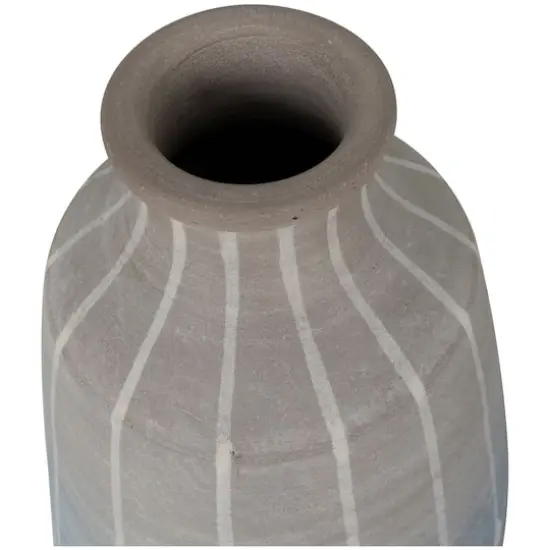 14" Blue & Gray Ombre Ceramic Abstract Drip Vase {7}