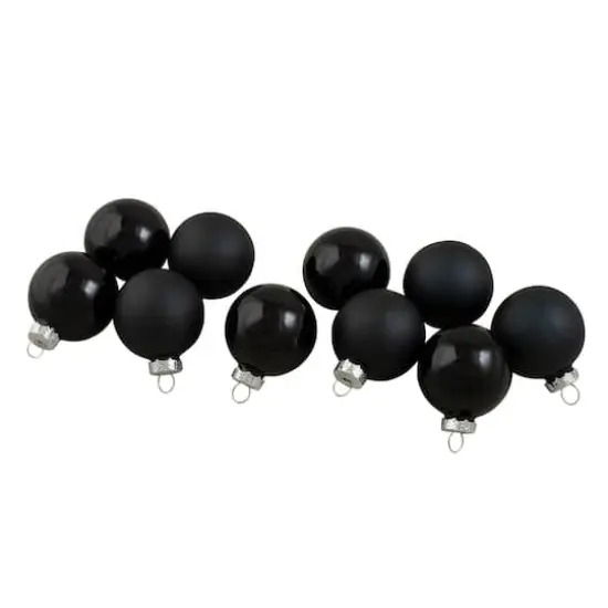 10ct. 1.75" Shiny & Matte Black Glass Ball Ornaments {4}
