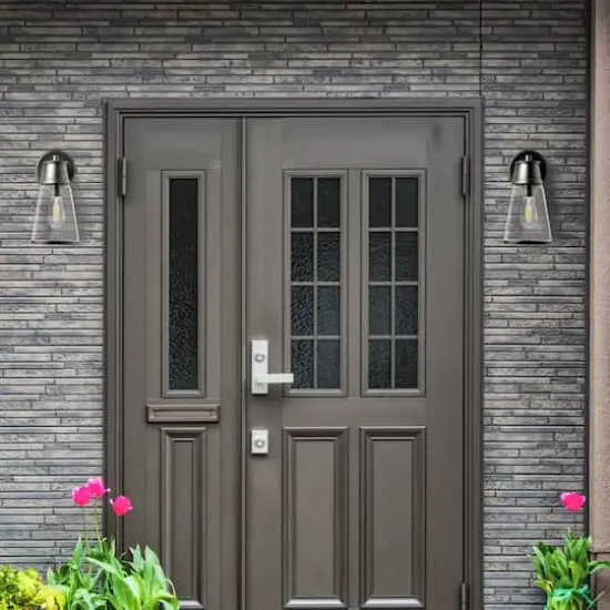 Hello Honey&reg; Robert Stevenson Lighting Jaxon Brushed Nickel Metal & Seedy Glass Outdoor Wall Sconce {3}