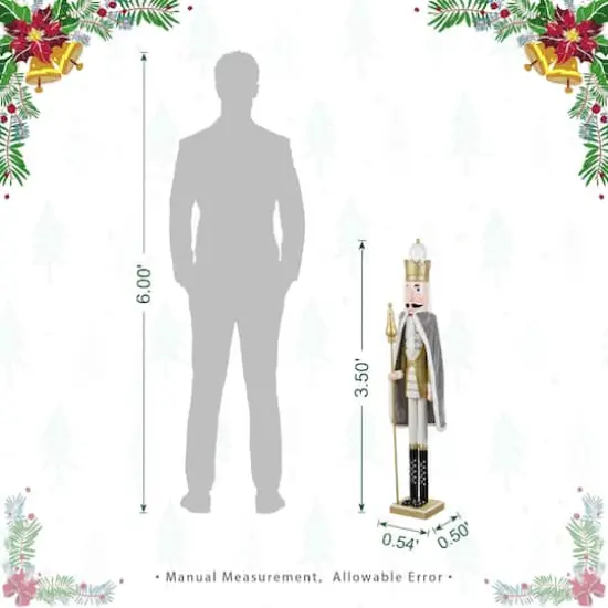 Glitzhome® 42"H Wooden Christmas Gold Dressed King Nutcracker {9}