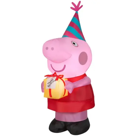 3.5ft. Airblown&reg; Inflatable Peppa Pig with Birthday Cake {1}