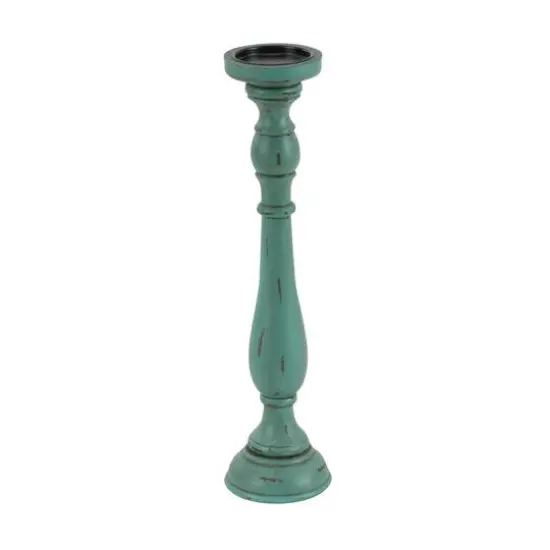 Turquoise Wood Traditional Candle Holder Set {6}