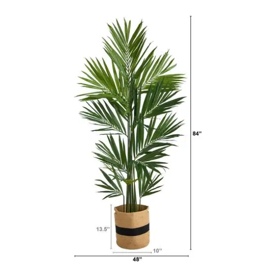 7ft. Kentia Artificial Palm in Handmade Natural Cotton Planter {3}