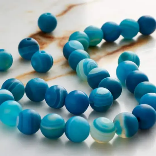 Blue Matte Striped Agate Round Beads, 8mm by Bead Landing™ {3}