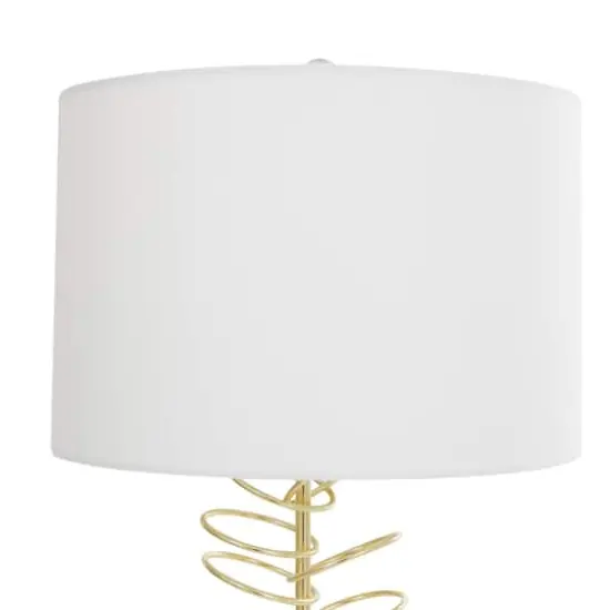 2ft. Gold Metal Abstract Overlapping Ring Accent Lamp with Elevated Square Glass Base {4}