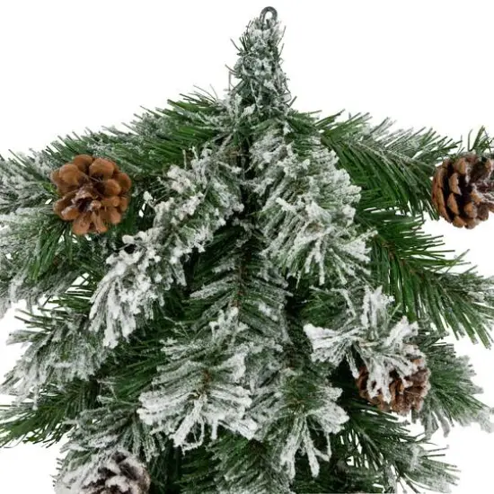 22" Unlit Snowy Flocked Angel Pine with Pine Cones Christmas Teardrop Swag {9}