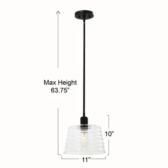 Hello Honey® Robert Stevenson Lighting Rhodes Metal & Clear Ribbed Glass Ceiling Light Matte Black {5}