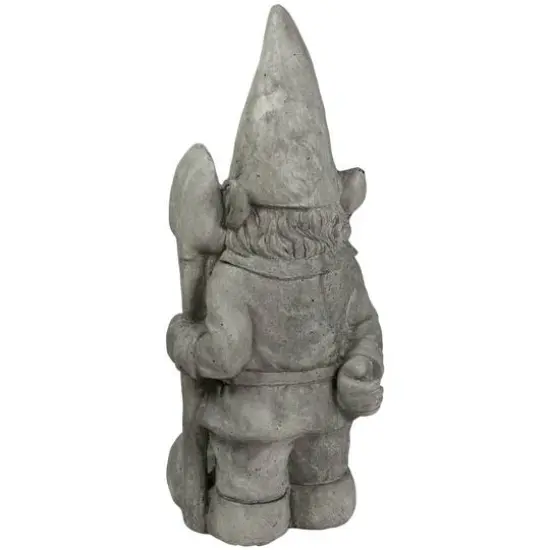 18.5" Gray Gardener Gnome with Shovel Outdoor Garden Statue {5}