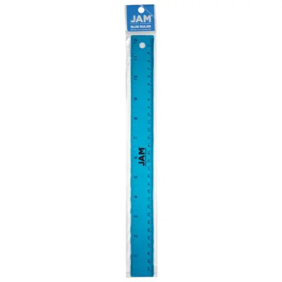 JAM Paper Metallic Stainless Steel Rulers, 12ct. Blue {4}