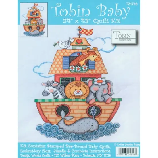 Tobin Baby Noah's Ark Stamped Quilt Cross Stitch Kit {1}