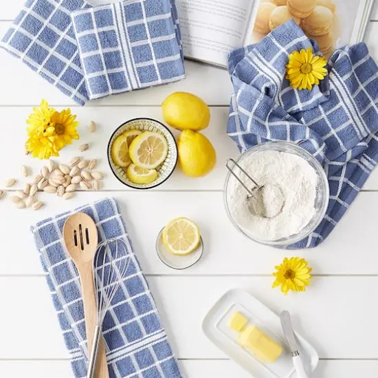 DII&reg; Solid Windowpane Terry Dishtowels, 4ct. Stonewash Blue {6}