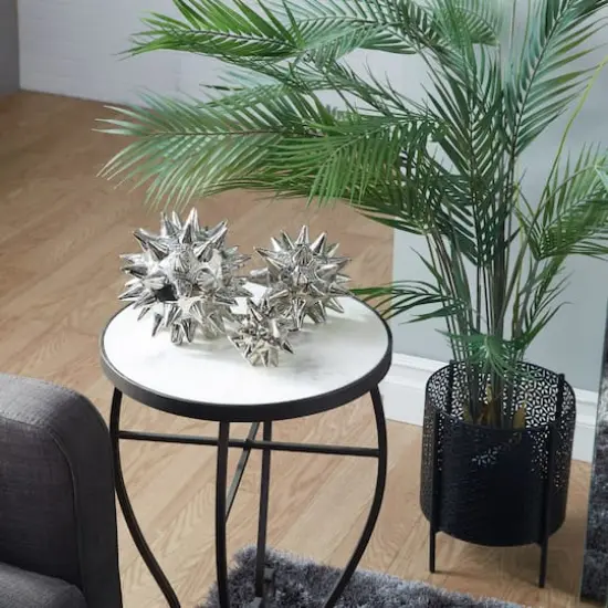 Silver Porcelain Glam Geometric Sculpture Set {9}