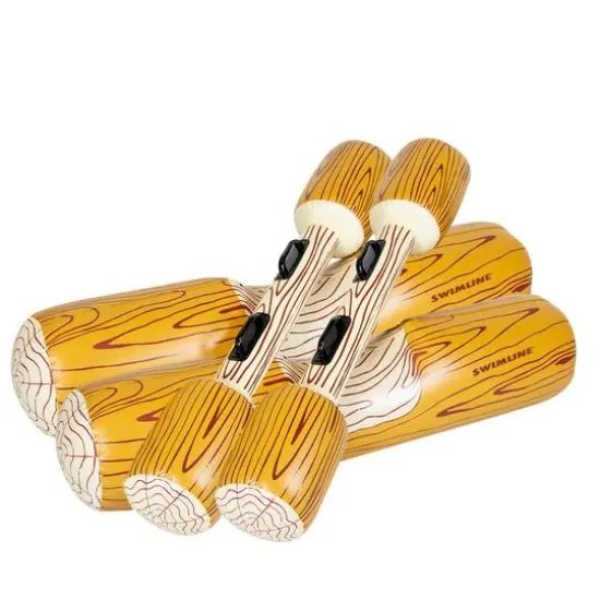 Swim Central 54" Brown & White Inflatable Swimming Pool Log Flume Joust Set {1}