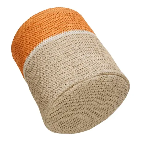 Honey Can Do Orange & Beige Paper Straw Nesting Baskets with Handles Set {5}