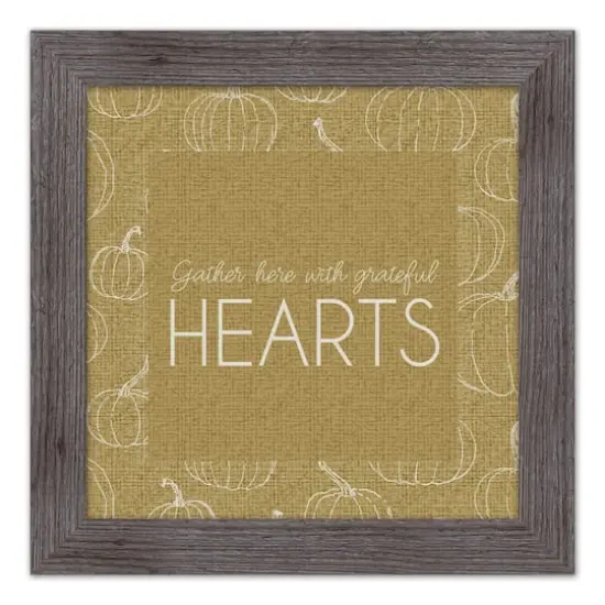 Mustard Grateful Hearts Print in Western Gray Frame {1}