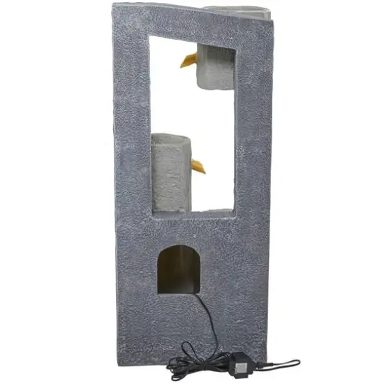 37.5" Gray Fiberglass 3-Tier Fountain with LED Light {6}