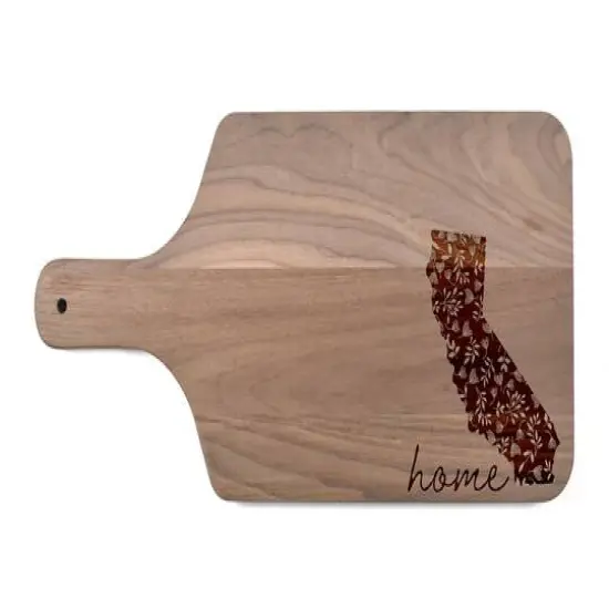 17" Floral Home State Walnut Paddle Cutting Board California {1}