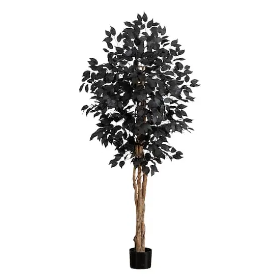 5ft. Artificial Halloween Black Ficus Tree with Natural Trunk {1}