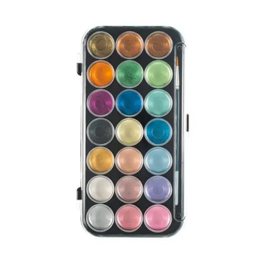 Art Alternatives 20-Color Pearlescent Watercolor Pan Set {5}