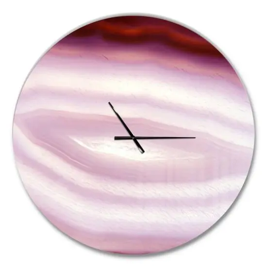 Designart Pink Agate Geode Geological Crystals Wall Clock {1}