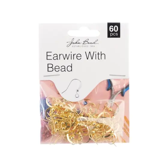 John Bead Must Have Findings 18mm Earwire with Bead, 60ct. Gold {1}