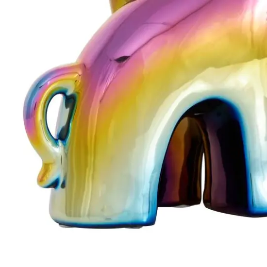 15" Multicolor Ceramic Giraffe Sculpture with Rainbow Shimmer Finish {8}