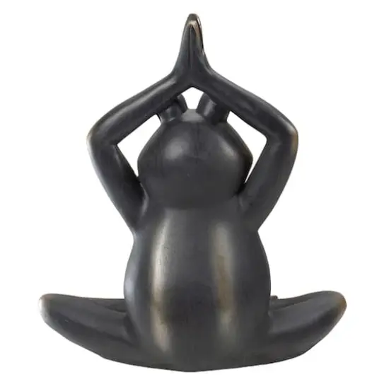 11.5" Yoga Frog In Prayer Position Outdoor Garden Statue {5}