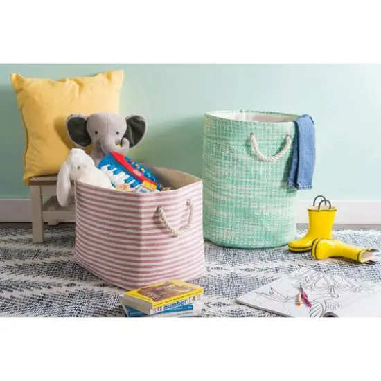 DII&reg; Medium Tweed Round Paper Bin Aqua {5}