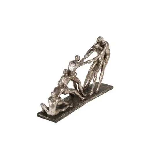 13" Silver Polystone Modern Tug of War Sculpture {7}