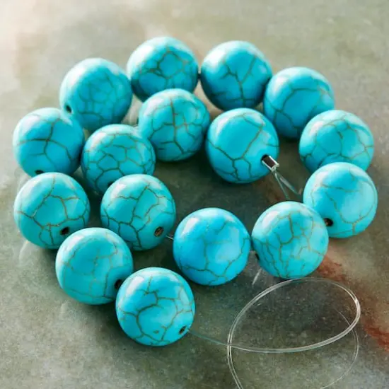 Turquoise Dyed Reconstituted Howlite Round Beads, 12mm by Bead Landing&trade; {3}