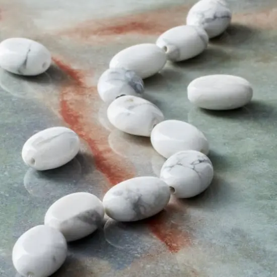 White Howlite Flat Oval Beads, 14mm by Bead Landing&trade; {3}