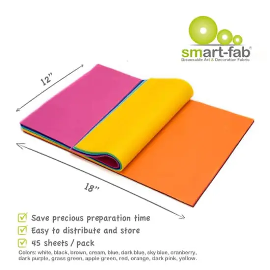 Smart-Fab&reg; 12" x 18" Mixed Color Art & Decoration Fabric Sheets, 2 Packs of 45 {4}
