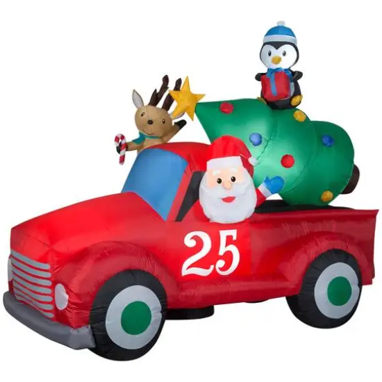 8ft. Airblown&reg; Inflatable Santa in Vintage Truck {1}