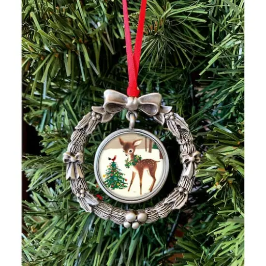 JFK Half Dollar Wreath Ornament With Colorized Reindeer Coin {3}