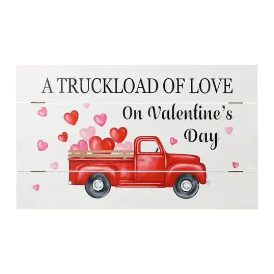 Glitzhome&reg; 24" Wooden Valentine's Truck Wall Sign {1}