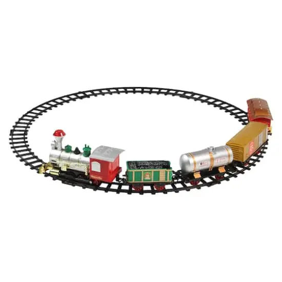 17-Piece Battery Operated Lighted & Animated Christmas Express Train Set {4}