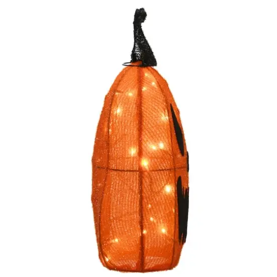 16" Orange LED Scary Jack-O-Lantern Halloween Decor {8}