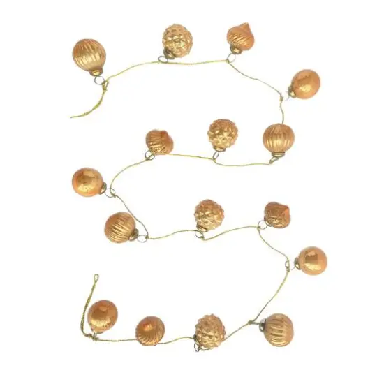 Hello Honey&reg; 6ft. Apricot Embossed Mercury Glass Ornament Garland with Gold Cord {1}