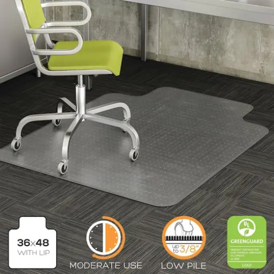 Deflecto Low Pile Chair Mat With Lip For Carpets, 36" x 48" {4}