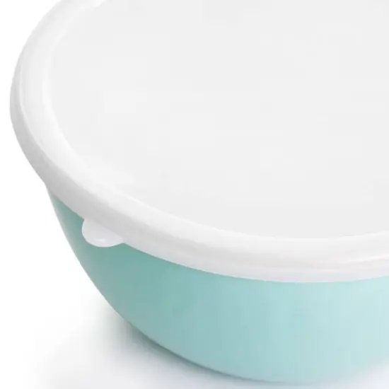 Martha Stewart Turquoise Enamel Mixing Bowl and Lid Set {4}